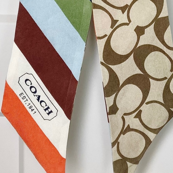 Coach Legacy Vintage Multicolored Signature C Silk Ribbon Scarf Tie